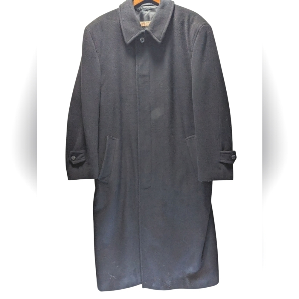 Massimo Cashmere Blend Black Over Coat Tailored Design S 44 Minimalist Flaws